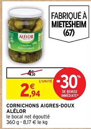 Cornichons Aigres-doux Alélor