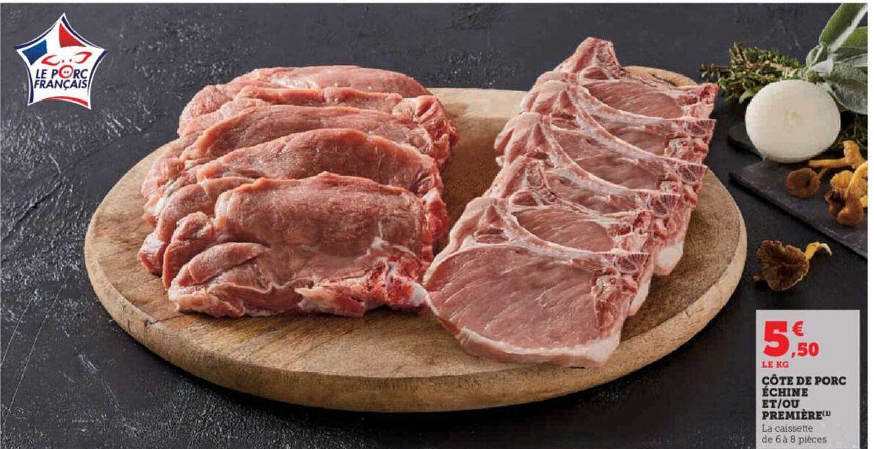 côte de porc échine et/ou première