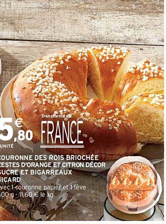 couronne des rois briochée zestes d'orange et citron décor sucre et bigarreaux ricard