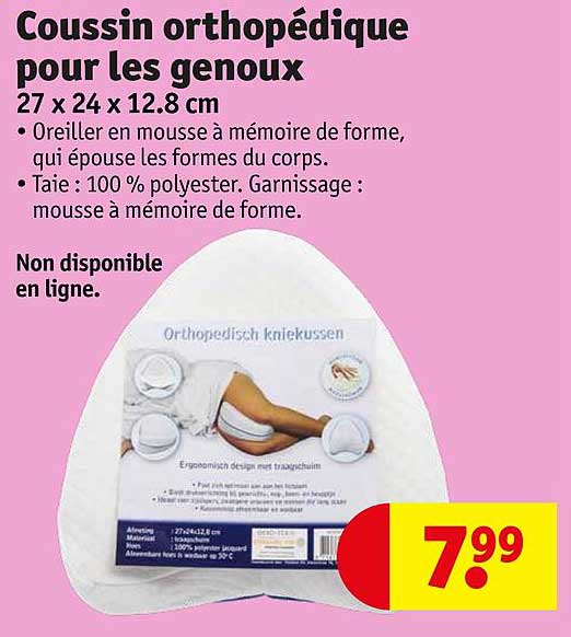 coussin orthopédique pour les genoux 27 x 24 x 12.8 cm