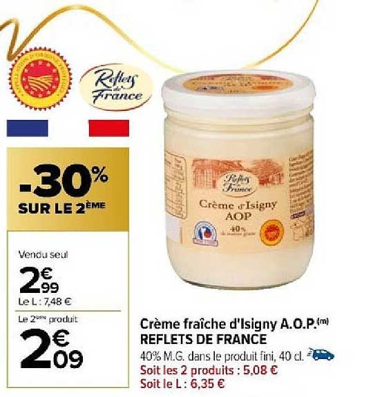 crème fraîche d'isigny a.o.p. reflets de france