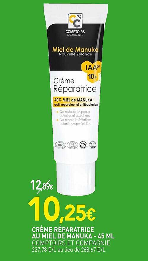 crème réparatrice au miel de manuka - comptoirs et compagnie - 45 ml