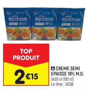 crème semi épaisse 18% m.g.