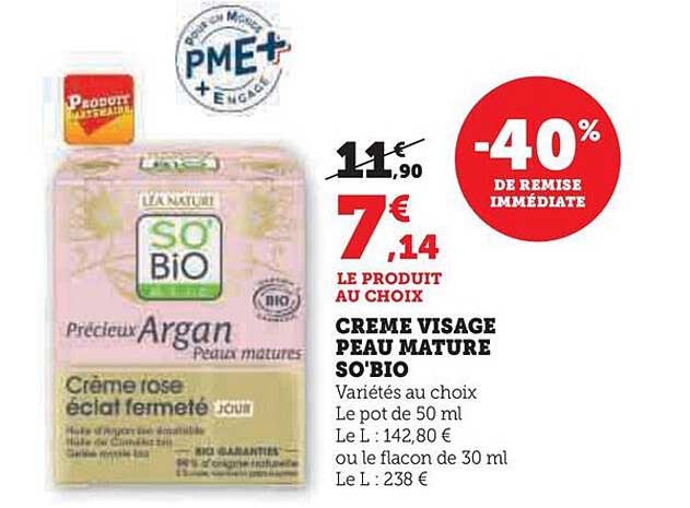 crème visage peau mature so'bio