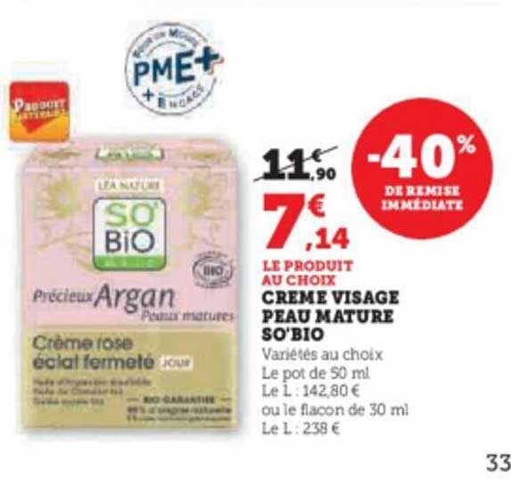 crème visage peau mature so'bio