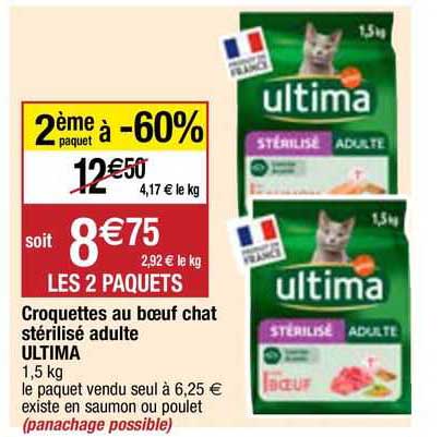 Croquettes Au Bœuf Chat Stérilisé Adulte Ultima