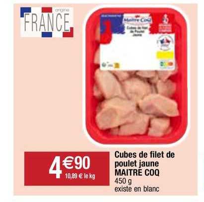 cubes de filet de poulet jaune maître coq