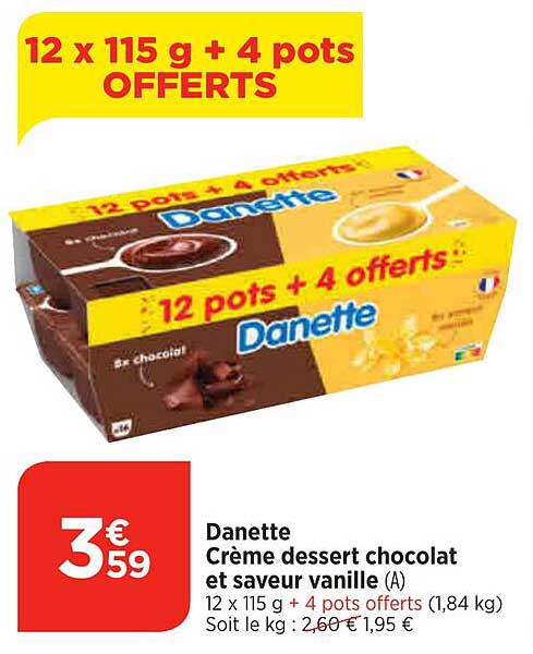 Danette Crème Dessert Chocolat Et Saveur Vanille