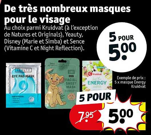 de très nombreux masques pour le visage