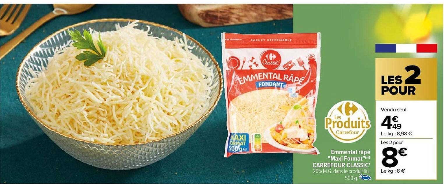 emmental râpé "maxi format" carrefour classic'