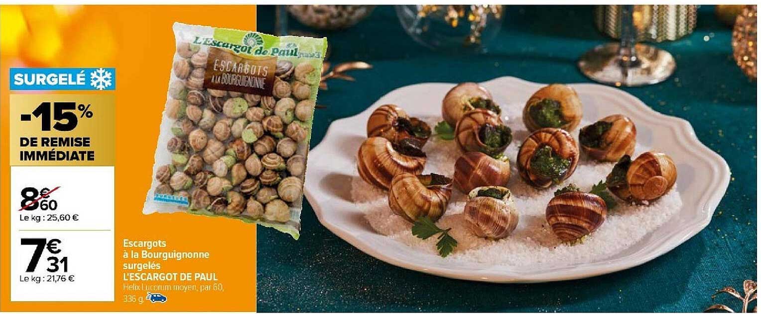 escargots à la bourguignonne surgelés l'escargot de paul