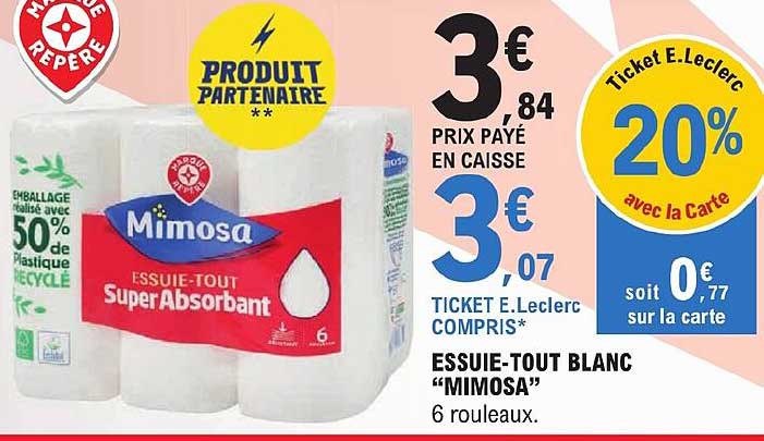 essuie-tout blanc "mimosa"