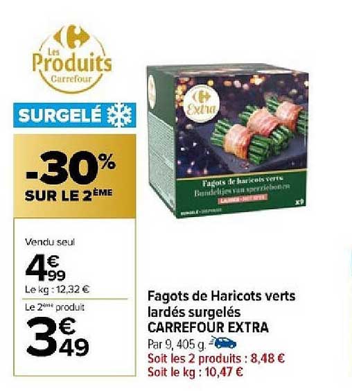fagots de haricots verts lardés surgelés carrefour extra