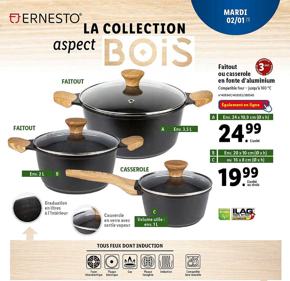 faitout ou casserole en fonte d'aluminium ernesto