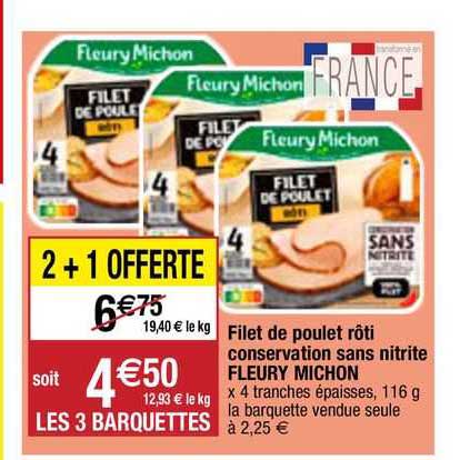 filet de poulet rôti conservation sans nitrite fleury michon