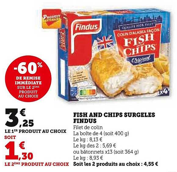 fish and chips surgelés findus