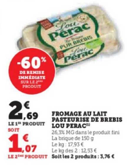 fromage au lait pasteurisé de brebis lou pérac