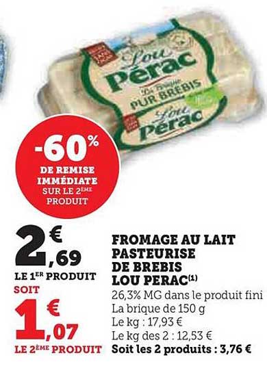 Fromage Au Lait Pasteurisé  De Brebis Lou Pérac