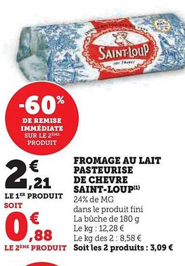 fromage au lait pasteurisé de chèvre saint-loup