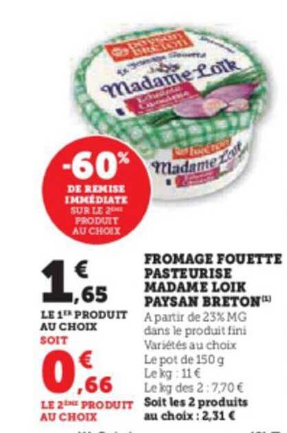 fromage fouetté pasteurisé madame loïk paysan breton