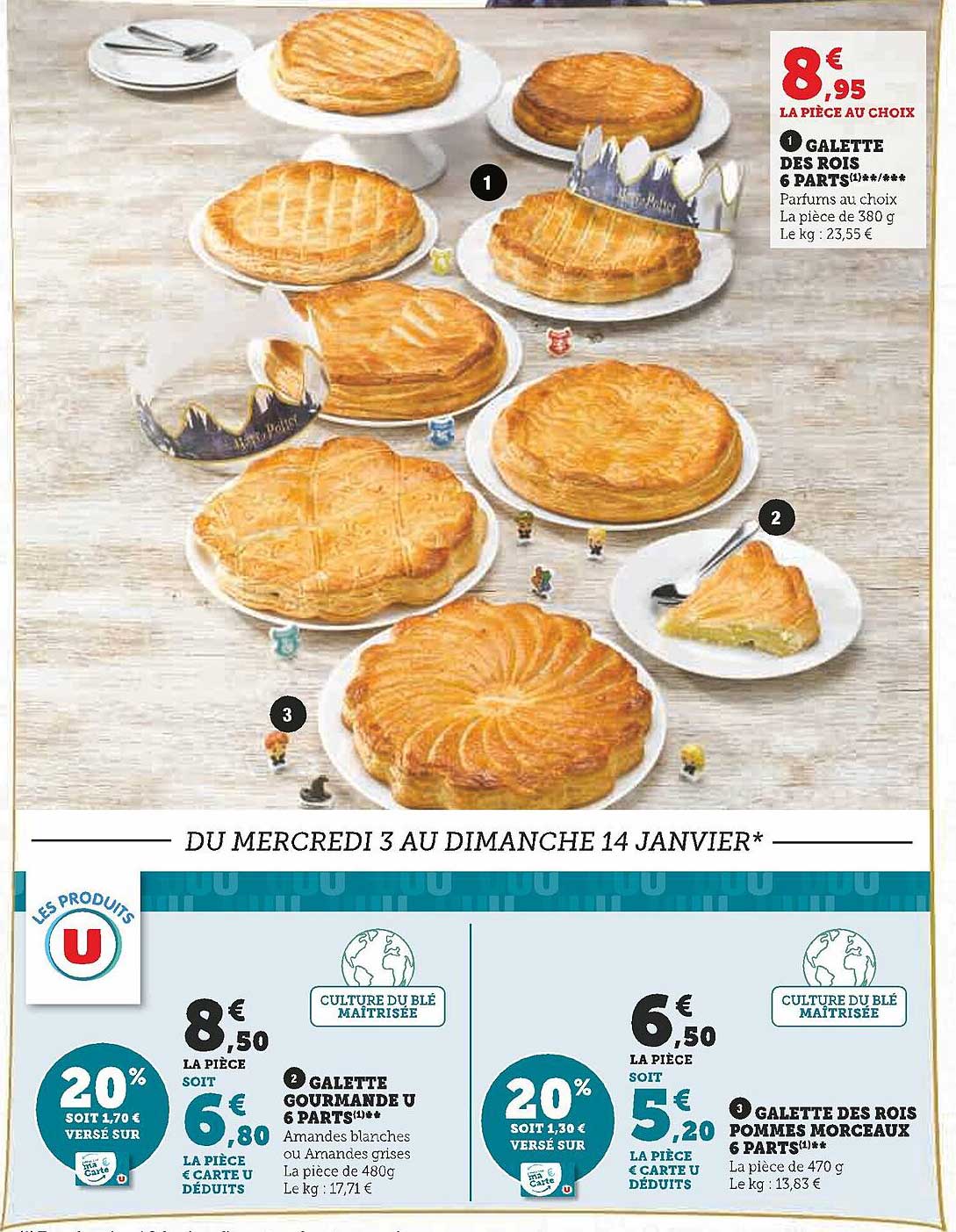 galette des rois 6 parts, galette gourmande u 6 parts, galette des rois pommes morceaux 6 parts