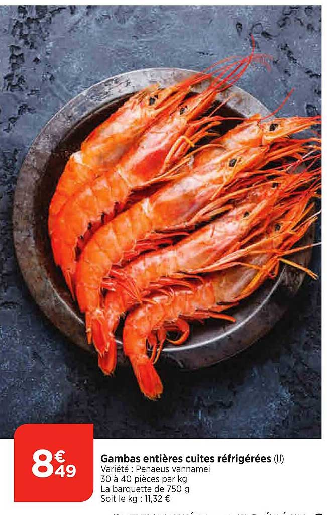 Gambas Entières Cuites Réfrigérées