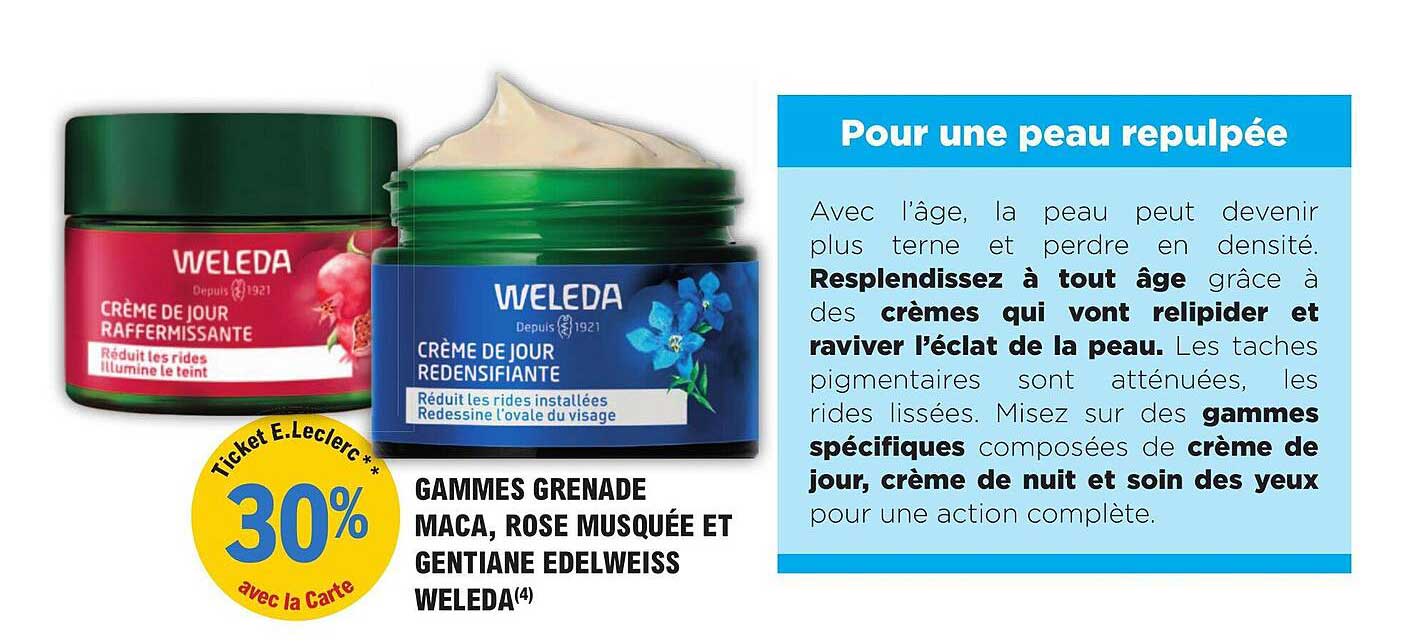 gammes grenade maca, rose musquée et gentiane edelweiss weleda