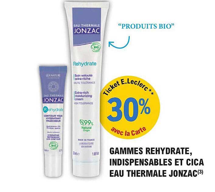 gammes réhydrate, indispensables et cica eau thermale jonzac