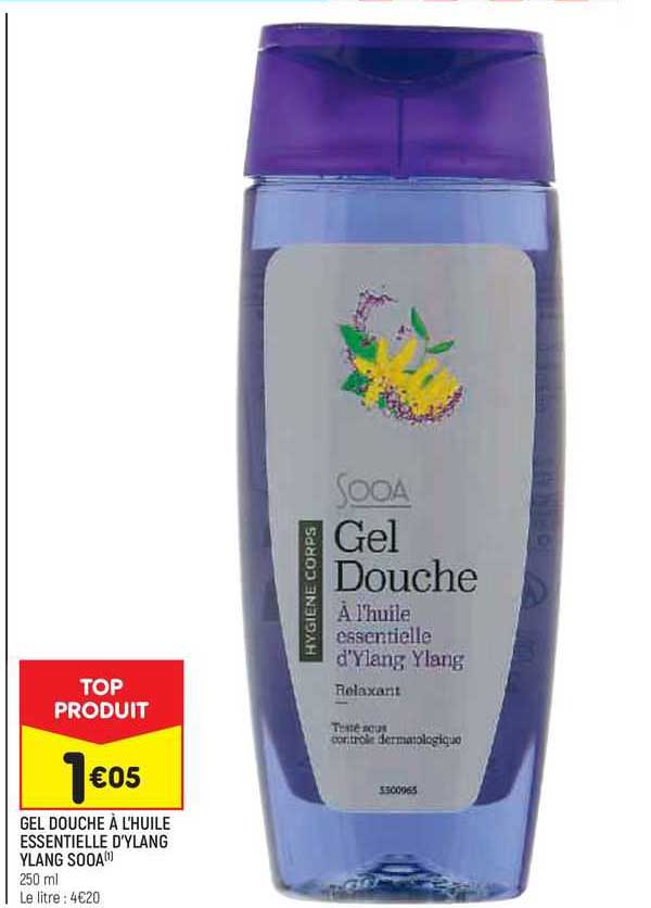gel douche à l'huile essentielle d'ylang ylang soda