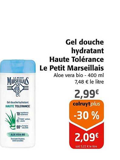 gel douche hydratant haute tolérance le petit marseillais