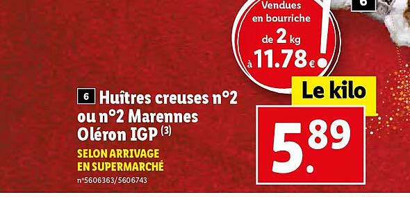 huîtres creuses n°2 ou n°2 marennes oléron igp