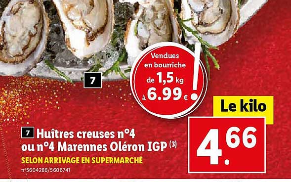 huîtres creuses n°4 ou n°4 marennes oléron igp