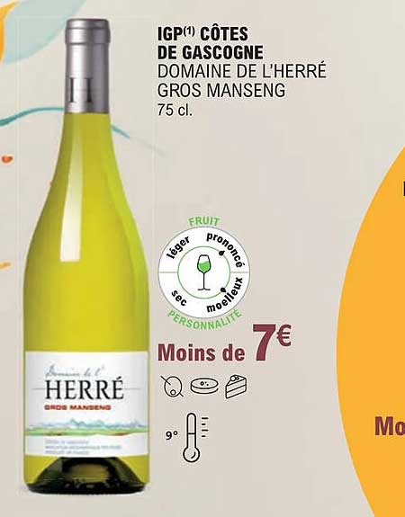 igp côtes de gascogne domaine de l'herré gros manseng
