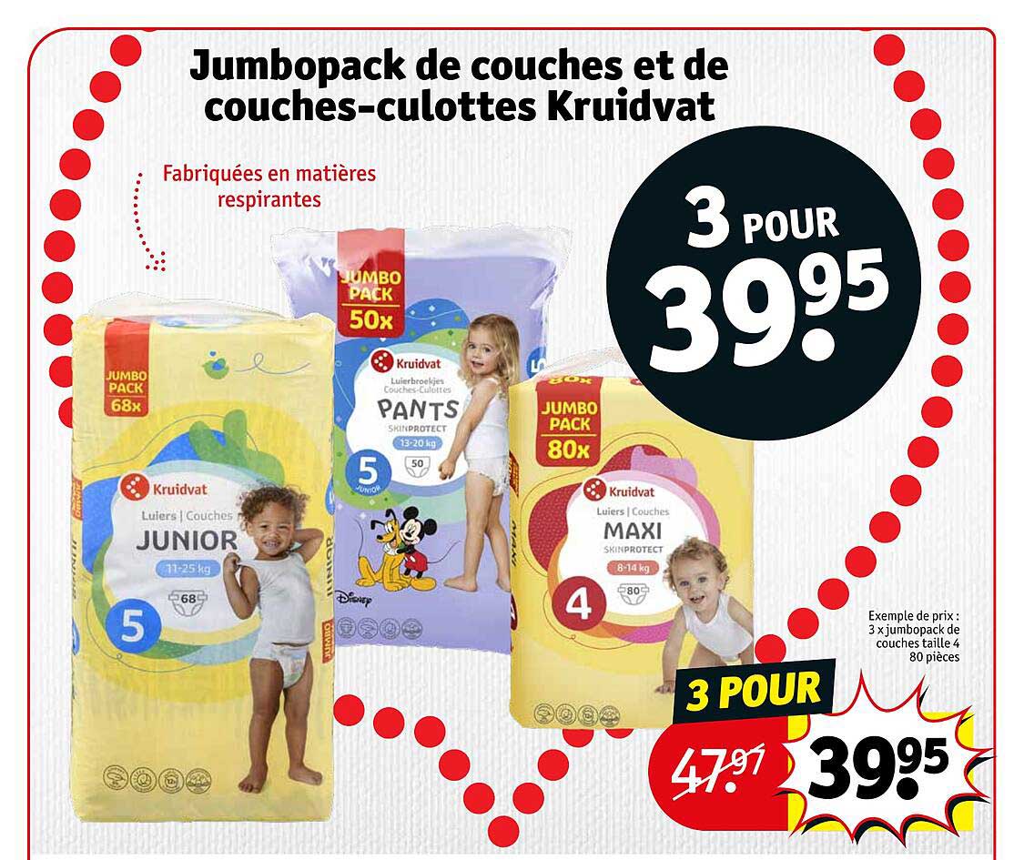 jumbopack de couches et de couches-culottes kruidvat