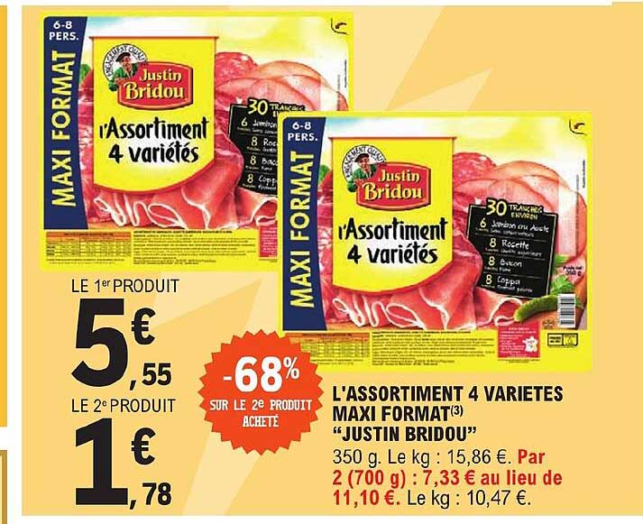 l'assortiment 4 variétés maxi format "justin bridou"