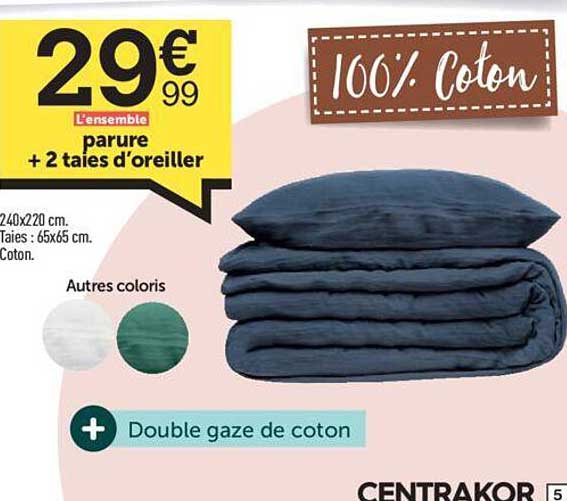 l'ensemble parure + 2 taies d'oreiller