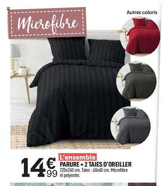 l'ensemble parure + 2 taies d'oreiller