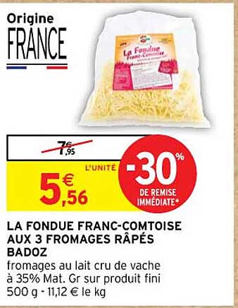 la fondue franc-comtoise aux 3 fromages râpés badoz