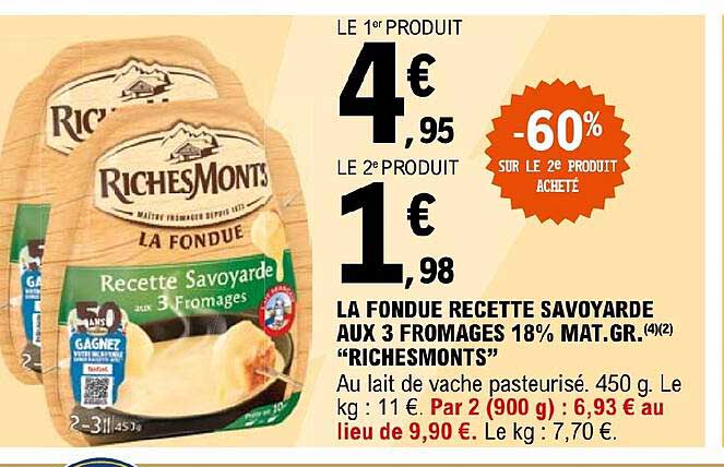 la fondue recette savoyarde aux 3 fromages 18% mat.gr. "riches monts"