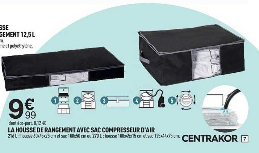 la housse de rangement avec sac compresseur d'air