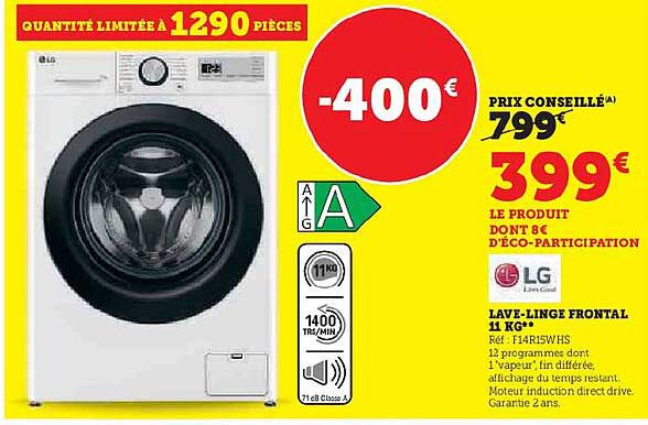 lave-linge frontal 11 kg lg