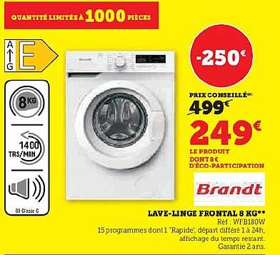 lave-linge frontal 8 kg brandt