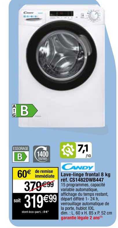 lave-linge frontal 8 kg candy