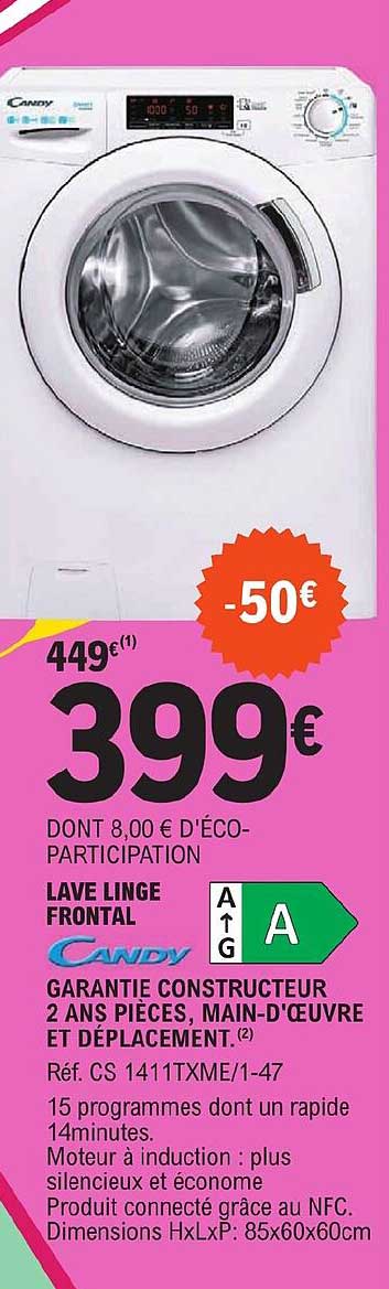 lave linge frontal candy