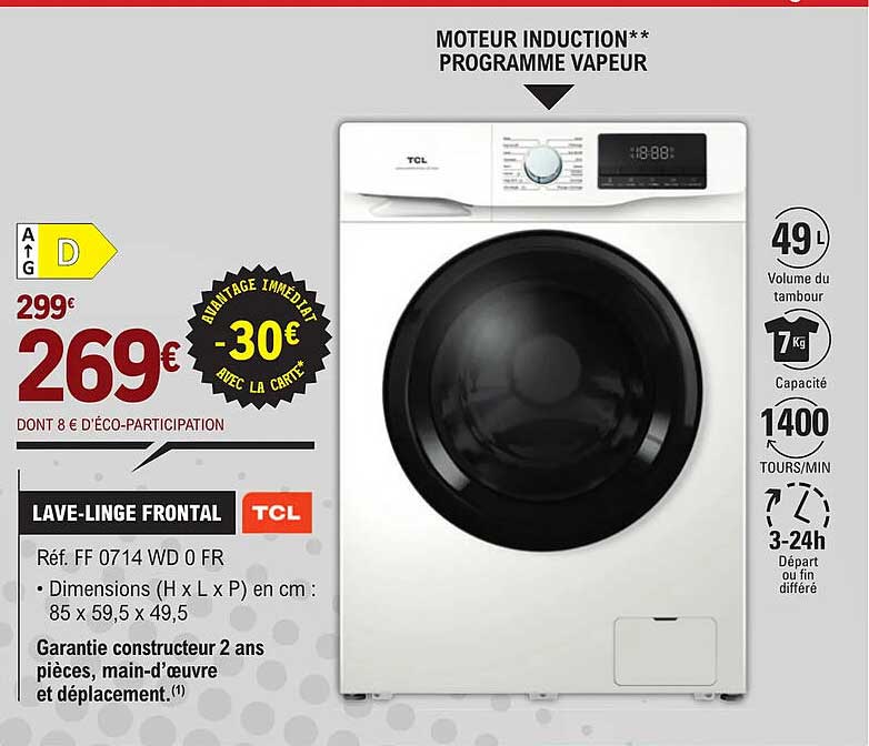 lave-linge frontal tcl