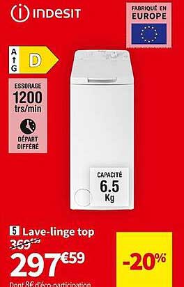 lave-linge top indesit