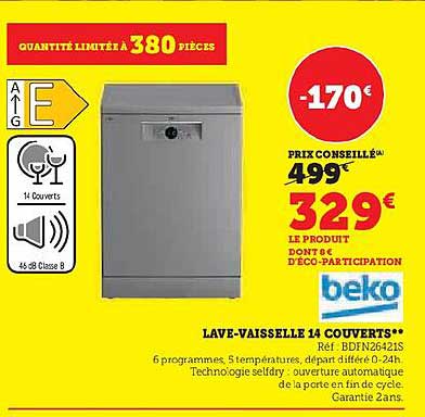 lave-vaisselle 14 couverts beko