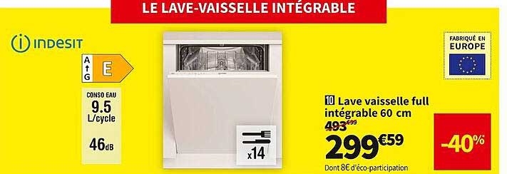 lave vaisselle full intégrable 60 cm indesit