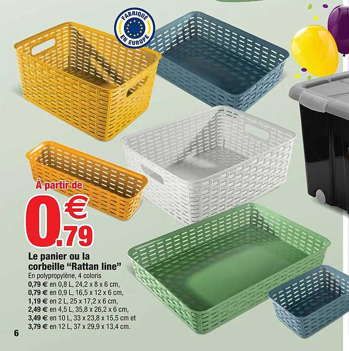 le panier ou la corbeille "rattan line"