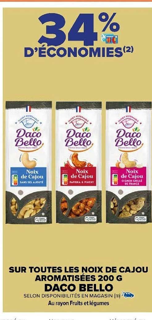 les noix de cajou aromatisées 200 g daco bello
